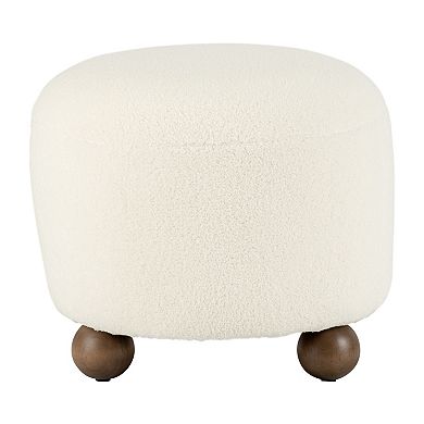 Sagebrook Home Chic Rubber Wood Round Ottoman With Non-woven Fabric