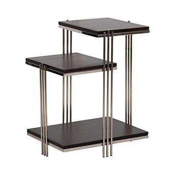 20 in Brown Square Mango Wood and Metal 3 tier End Table