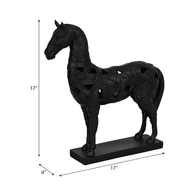 Modern Horse Sculpture with Matte Finish - Accent for Home or Office Display - 17", Black