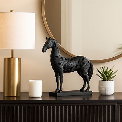 Modern Horse Sculpture with Matte Finish - Accent for Home or Office Display - 17", Black