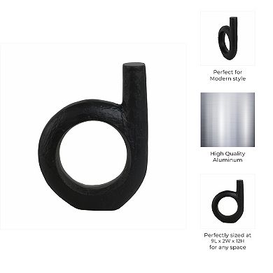 Modern Metal and Wood Sculpture with Vertical Extension and Circular Form for Home or Office Decor