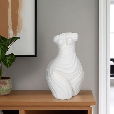 White Abstract Female Torso Sculpture in Resin - Decorative Objects for Home or Office Decor