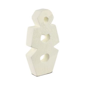 Modern Glam Pottery & Terracotta Abstract Sculpture with Textured Geometric Design