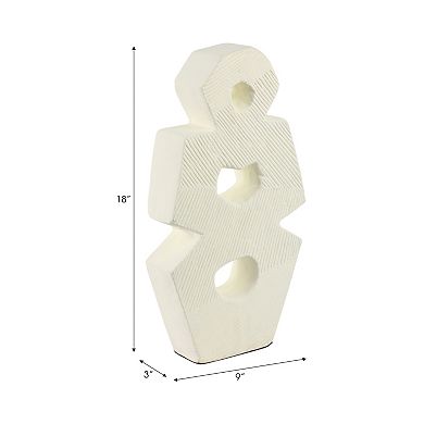 Modern Glam Pottery & Terracotta Abstract Sculpture with Textured Geometric Design