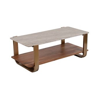 23 in Gold Rectangle Modern Marble Coffee Table