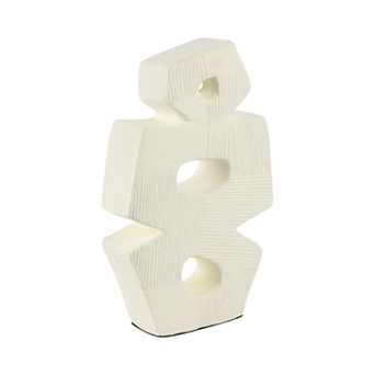 Modern Glam Pottery & Terracotta Abstract Sculpture with Textured Geometric Design
