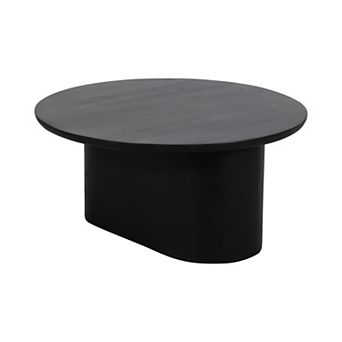 32 in Black Oval Mango Wood Minimalist Coffee Table