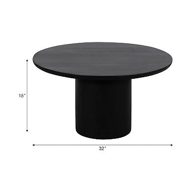 32 in. Black Oval Mango Wood Minimalist Coffee Table