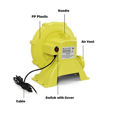 Costway Air Blower Pump Fan 735 Watt 1.0HP For Inflatable Bounce House Bouncy Castle
