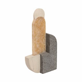 Marble and Stone Abstract Sculpture - Handcrafted Accent, 13", Multi-Color