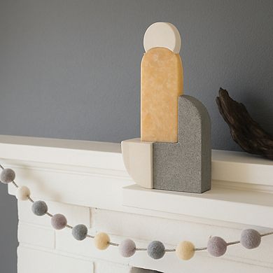 Marble and Stone Abstract Sculpture - Handcrafted Accent, 13", Multi-Color