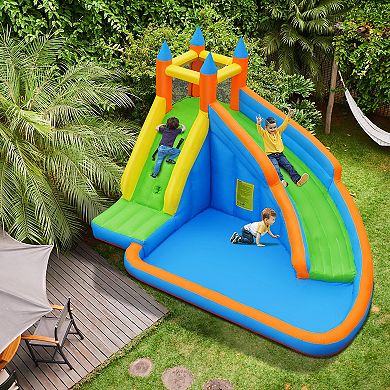 Costway Inflatable Water Slide Mighty Bounce House Castle Moonwalk Splash Pool without Blower