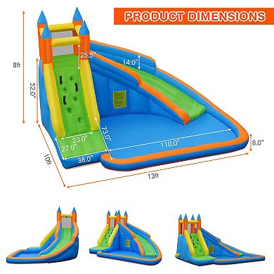 Costway Inflatable Water Slide Mighty Bounce House Castle Moonwalk Splash Pool without Blower