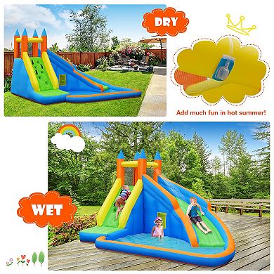Costway Inflatable Water Slide Mighty Bounce House Castle Moonwalk Splash Pool without Blower