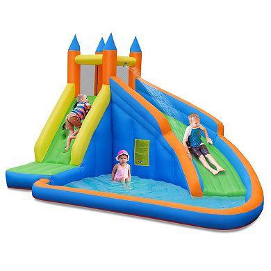 Costway Inflatable Water Slide Mighty Bounce House Castle Moonwalk Splash Pool without Blower
