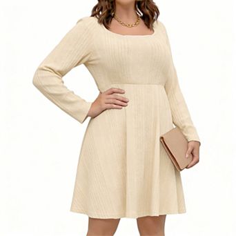 Plus Size Dress Long Sleeve Solid Color Dress Elegant and Comfortable Perfect for All Occasions