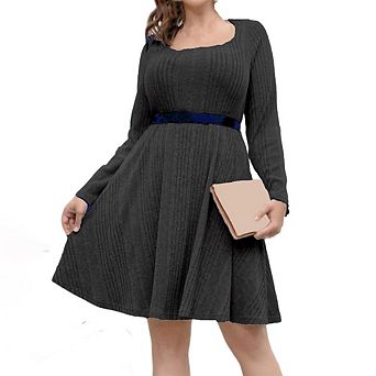 Plus Size Dress Long Sleeve Solid Color Dress Elegant and Comfortable Perfect for All Occasions