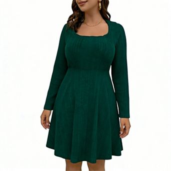 Plus Size Dress Long Sleeve Solid Color Dress Elegant and Comfortable Perfect for All Occasions