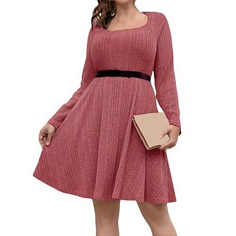Plus Size Dress Long Sleeve Solid Color Dress Elegant and Comfortable Perfect for All Occasions