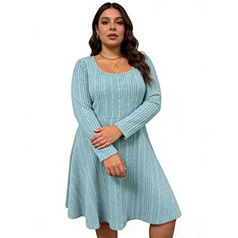 Plus Size Dress Long Sleeve Solid Color Dress Elegant and Comfortable Perfect for All Occasions
