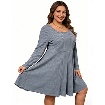 Plus Size Dress Long Sleeve Solid Color Dress Elegant and Comfortable Perfect for All Occasions
