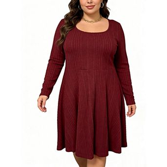 Plus Size Dress Long Sleeve Solid Color Dress Elegant and Comfortable Perfect for All Occasions