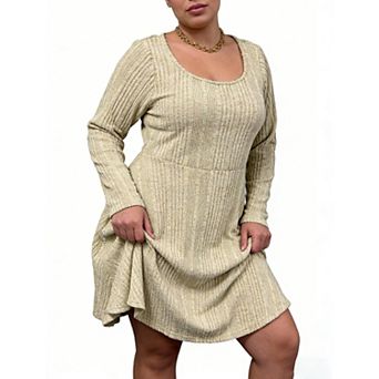 Plus Size Dress Long Sleeve Solid Color Dress Elegant and Comfortable Perfect for All Occasions