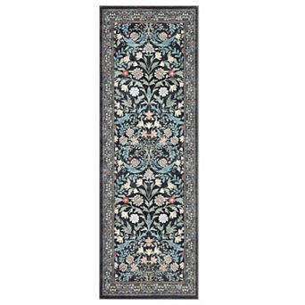 Garvee Vintage Pastoral Floral Washable Area Rug Non Slip Non Shedding Low Pile Rug for Living Room