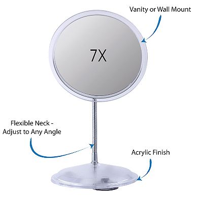 Gooseneck Mirror — 7X Magnification (Wall or Countertop, Suction Mount)