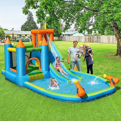 Costway Bountech Inflatable Water Slide Kids Bounce House Splash Water Pool w/ Blower