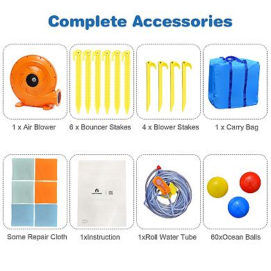 Costway Bountech Inflatable Water Slide Kids Bounce House Splash Water Pool w/ Blower