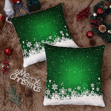 2PCS 18" Christmas Throw Pillow Covers,Velvet Throw Pillows,Floral Snowflake Pillow Covers for Home