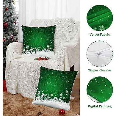 2PCS 18" Christmas Throw Pillow Covers,Velvet Throw Pillows,Floral Snowflake Pillow Covers for Home