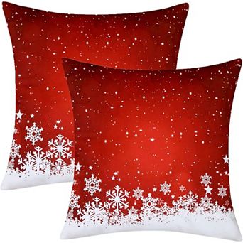 2 pc 18" Christmas Throw Pillow Covers,Velvet Throw Pillows,Floral Snowflake Pillow Covers for Home