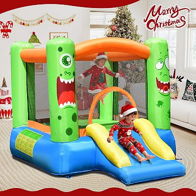 Costway Kids Playing Inflatable Bounce House Jumping Castle Game Fun Slider 480W Blower
