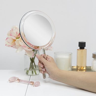 Handheld Mirror with Magnification & Convertible Stand