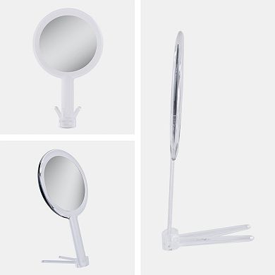 Handheld Mirror with Magnification & Convertible Stand