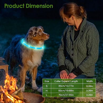 USB Rechargeable LED Dog Collar Multi-Color Glow, Adjustable Length for Night Safety