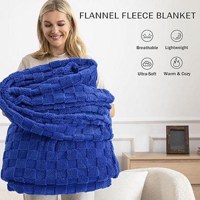 Fabibe Checkered Pattern Fleece Throw Blanket