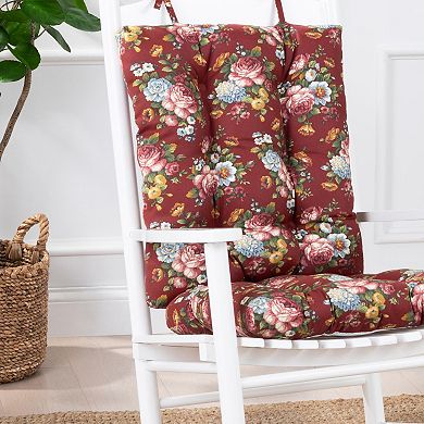 Comfortable Polyester Rocker Cushion Set with Elegant Floral Print and Secure Tie Fastening