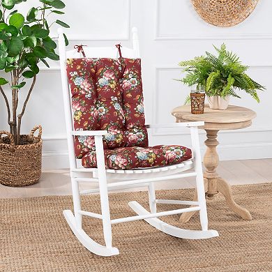Comfortable Polyester Rocker Cushion Set with Elegant Floral Print and Secure Tie Fastening
