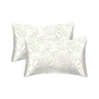 Fabibe Satin Silk Rose Pattern Pillowcases