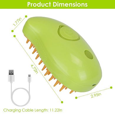 3-in-1 Cat Grooming Steam Brush, USB Rechargeable Pet Hair Comb & Massage Brush for Dogs/Cats