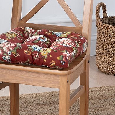 Classic Comfort to Any Room with This Red Floral Non-Skid Polyester Cotton Chair Pad