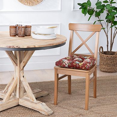 Classic Comfort to Any Room with This Red Floral Non-Skid Polyester Cotton Chair Pad