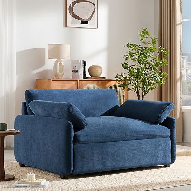Whisen Modern Chenille Single Sofa Chair, Wide and Deep Couch Lounge with Pillows