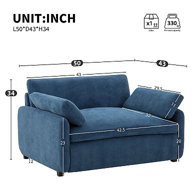 Whisen Modern Chenille Single Sofa Chair, Wide and Deep Couch Lounge with Pillows