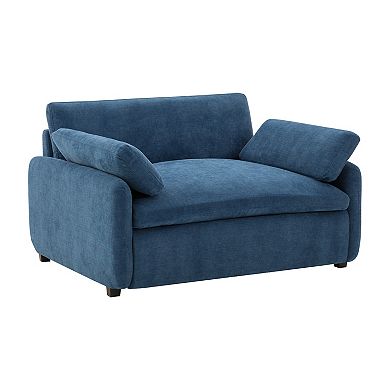 Whisen Modern Chenille Single Sofa Chair, Wide and Deep Couch Lounge with Pillows