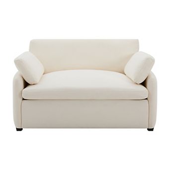 Whisen Modern Chenille Single Sofa Chair, Wide and Deep Couch Lounge with Pillows