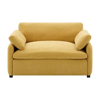Whisen Modern Chenille Single Sofa Chair, Wide and Deep Couch Lounge with Pillows